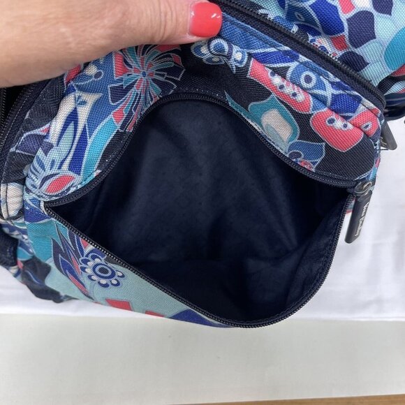 VERA BRADLEY Essential Large Backpack Laptop Bag Lotus Flower Swirl Blue Compute - Picture 7 of 9